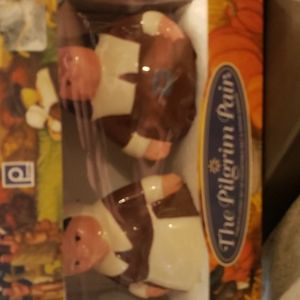 New on box the pilgrim pair salt and pepper shakers